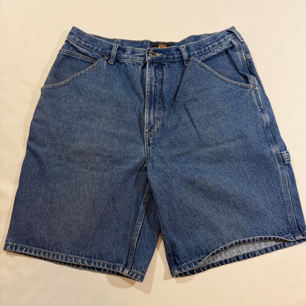Route 66 Carpenter Shorts Mens 36 Blue Denim Vintage 90s Workwear Utility
